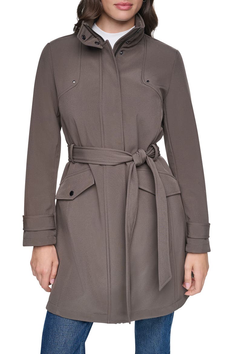 Tinsley Belted Softshell Trench Coat, Main, color, TRUFFLE