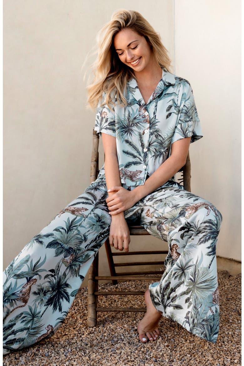 One Way Satin Pajamas, Alternate, color, BLUE