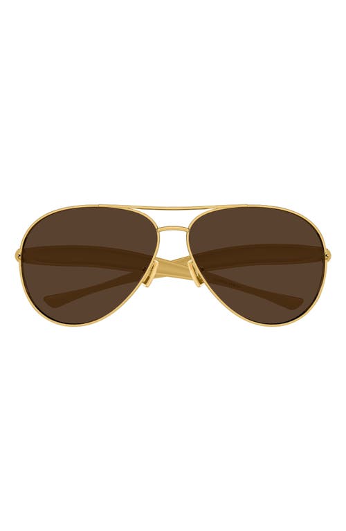 Bottega Veneta 64mm Oversize Pilot Sunglasses In Gold
