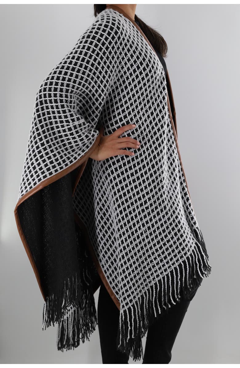 La Fiorentina Oversized Open Knit Ruana with Fringe, Alternate, color, 