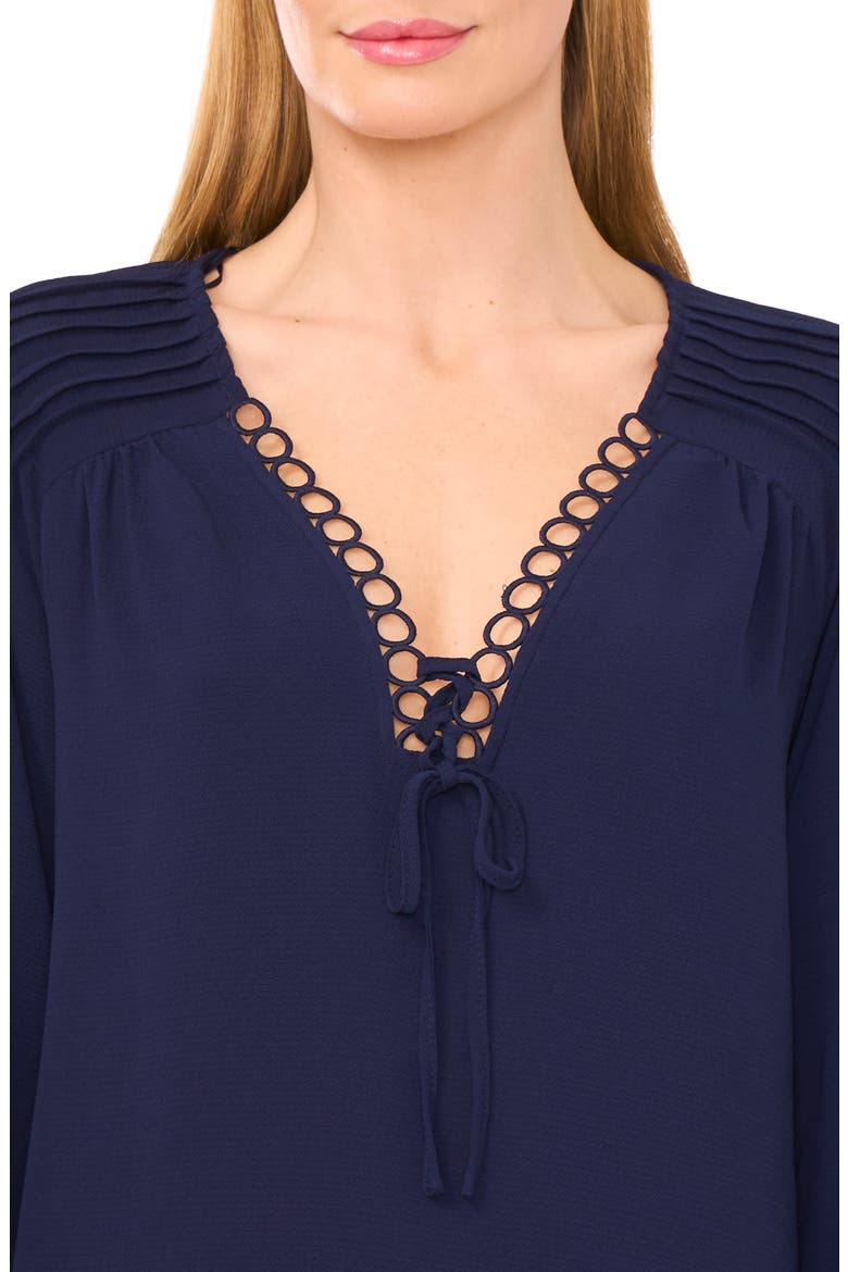 Circle Trim Pintuck Top, Alternate, color, CLASSIC NAVY