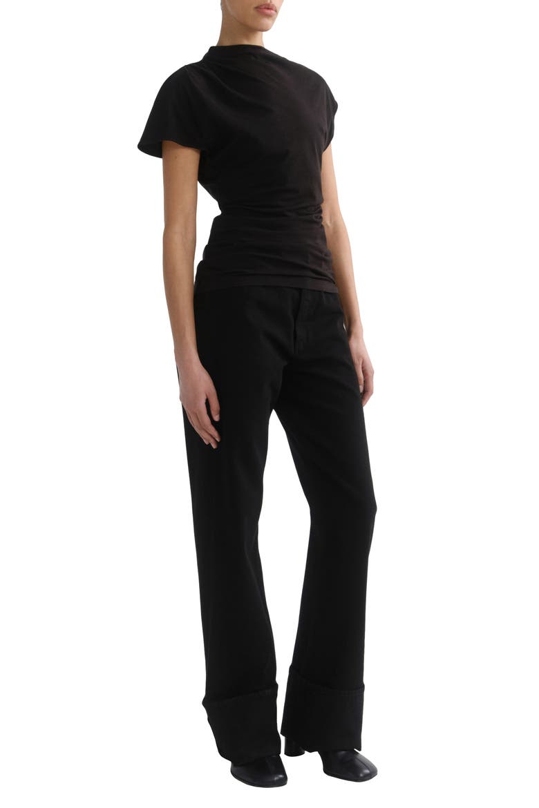 Beckly Asymmetrical Organic Cotton T-Shirt, Alternate, color, BLACK
