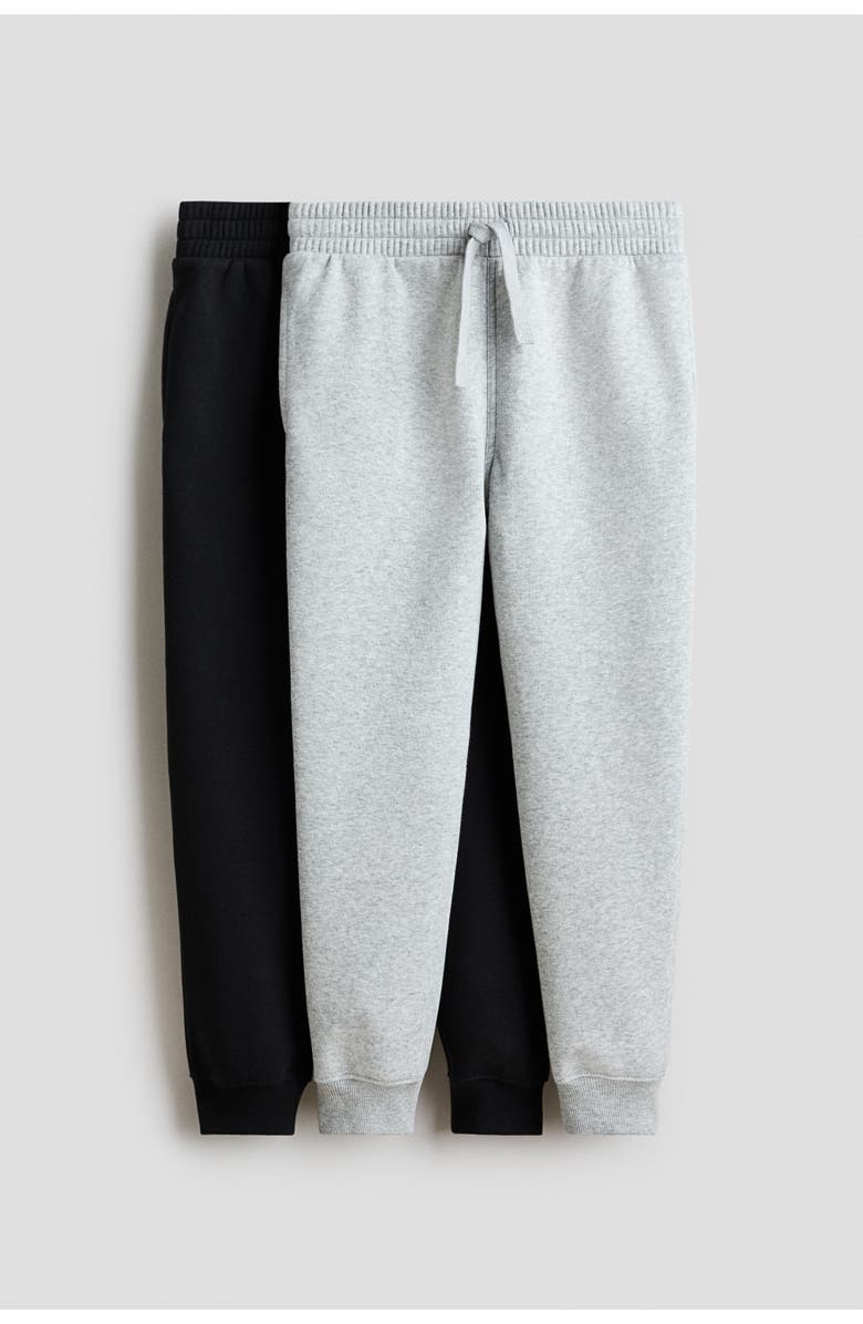 H&M 2-pack Sweatshirt Joggers, Main, color, Black/Light Gray