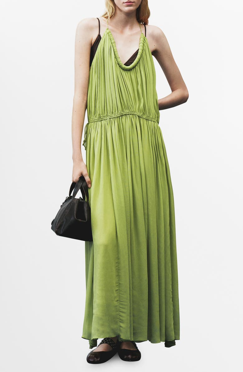 MANGO Ocean Halter Maxi Dress, Main, color, Green