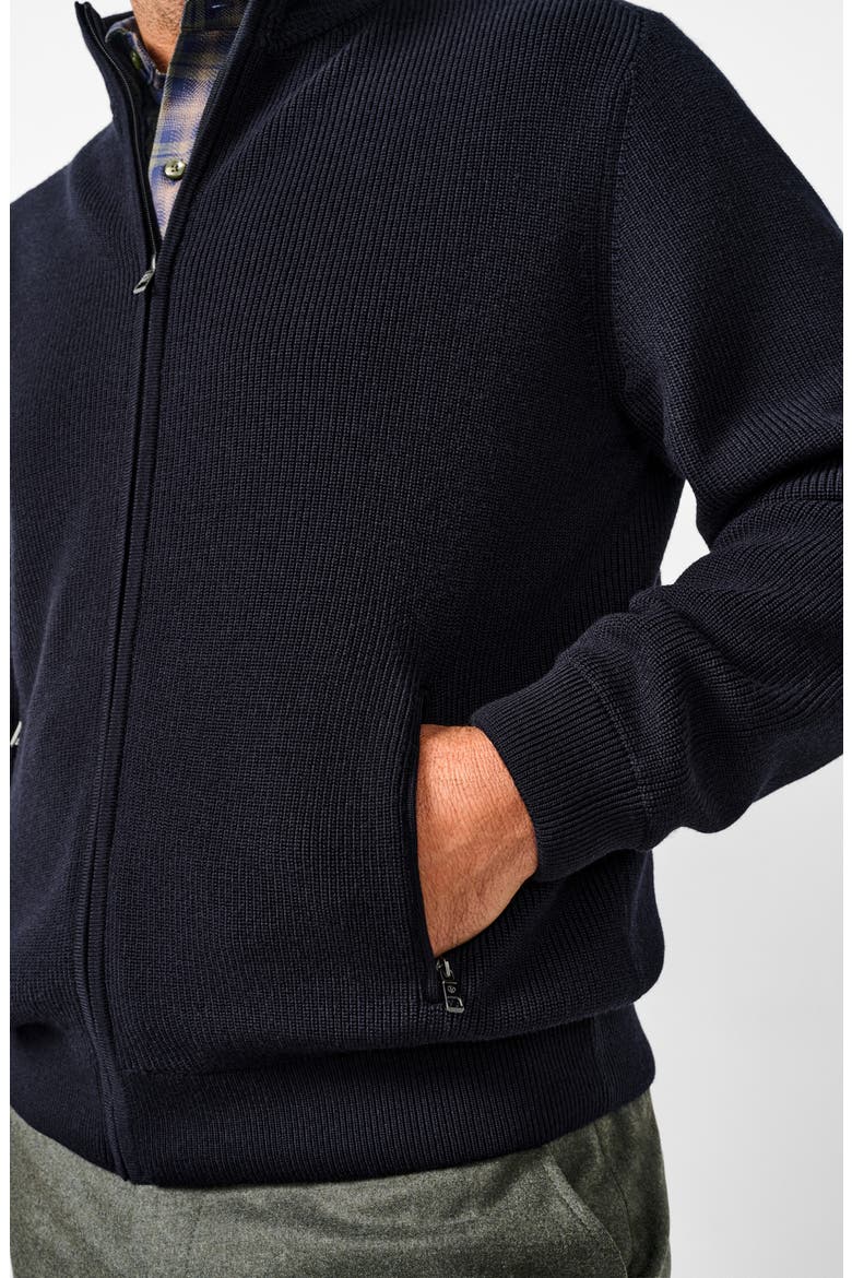 Merino Wool Full Zip Sweater, Alternate, color, NAVY