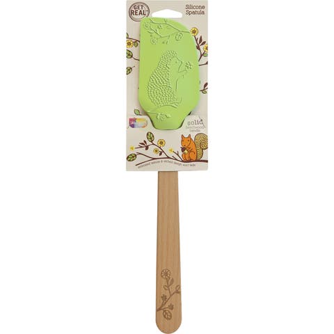 Laser Etched Beechwood Large Silicone Spatula, Woodland Collection, Set of 1