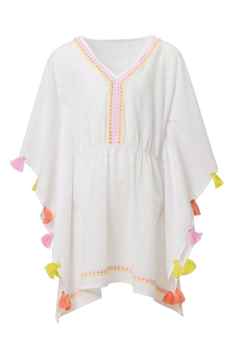 Snapper Rock Kids' Summer Sorbet Tassel Trim Cotton Cover-Up Tunic, Main, color, White