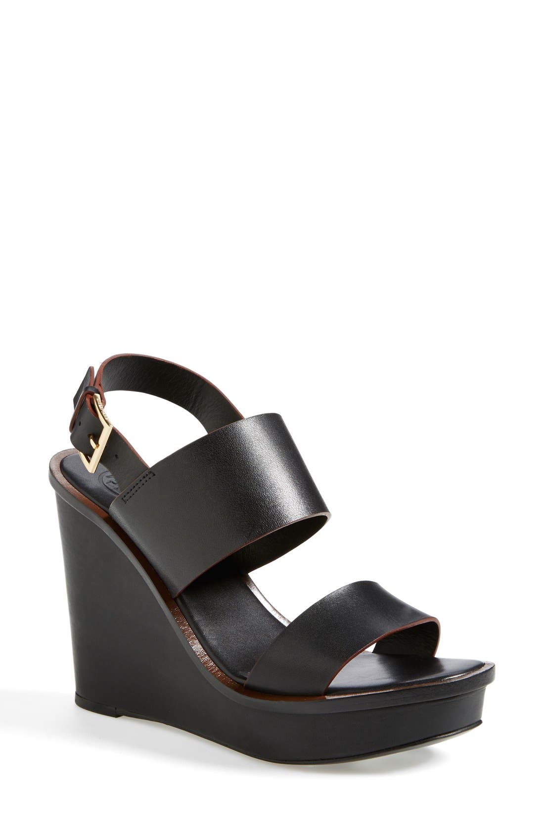 Tory Burch 'Lexington' Leather Wedge Sandal, Main, color, 