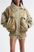 Balmain Oversize Batwing Sleeve Cotton Twill & Nylon Jacket