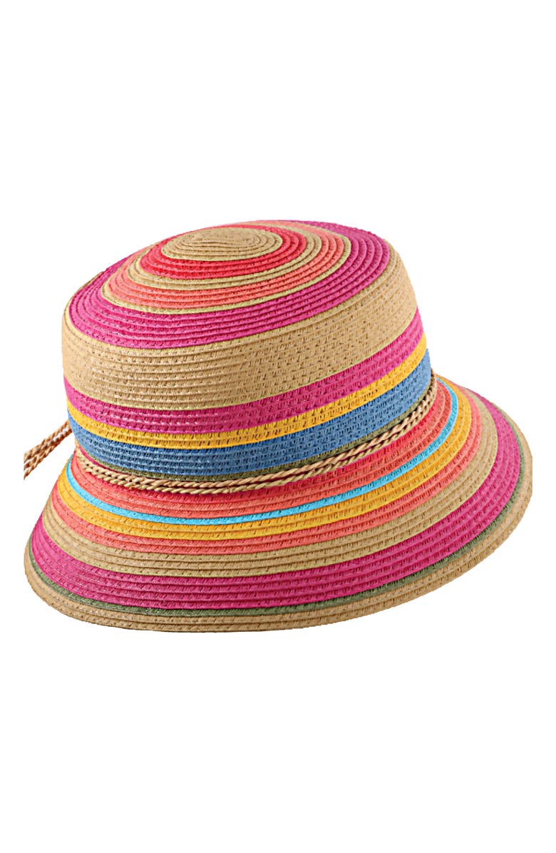 C & C California Multi Stripe Straw Bucket Hat, Main, color,
