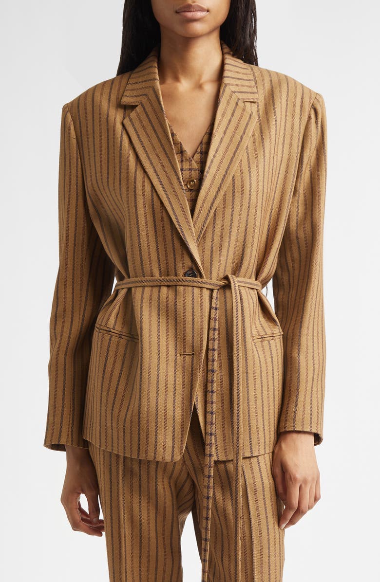 EENK Layered Belted Jacket, Main, color, Beige Virgin Wool Blend