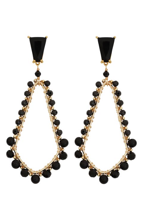 Black Crystal Teardrop Earrings