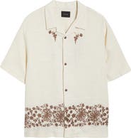 PacSun Remi Floral Embroidered Slub Cotton Camp Shirt