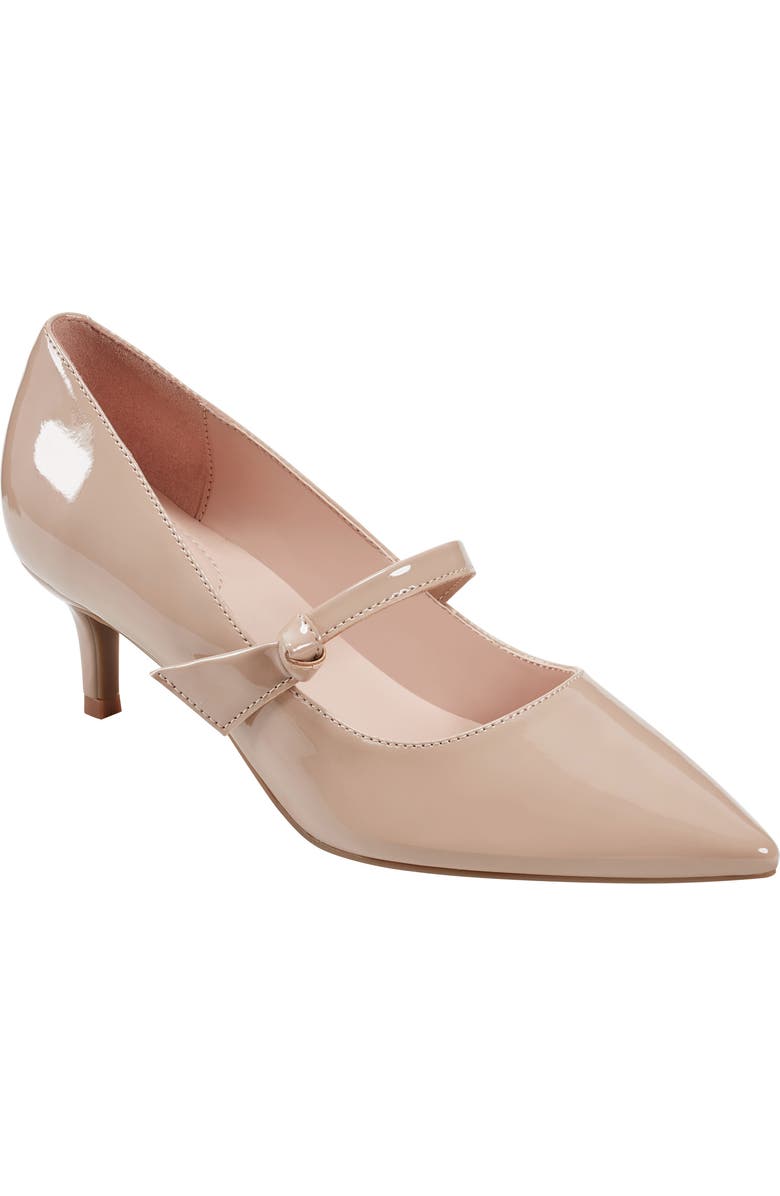Bandolino Medley Mary Jane Pointed Toe Kitten Heel Pump, Main, color, Light Natural