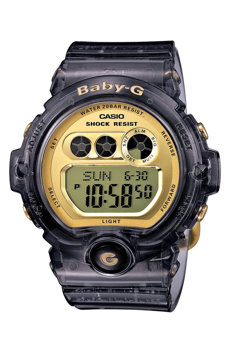 G-SHOCK BABY-G Baby-G 'Transparent Marine' Digital Watch, 45mm x 39mm, Main, color, 