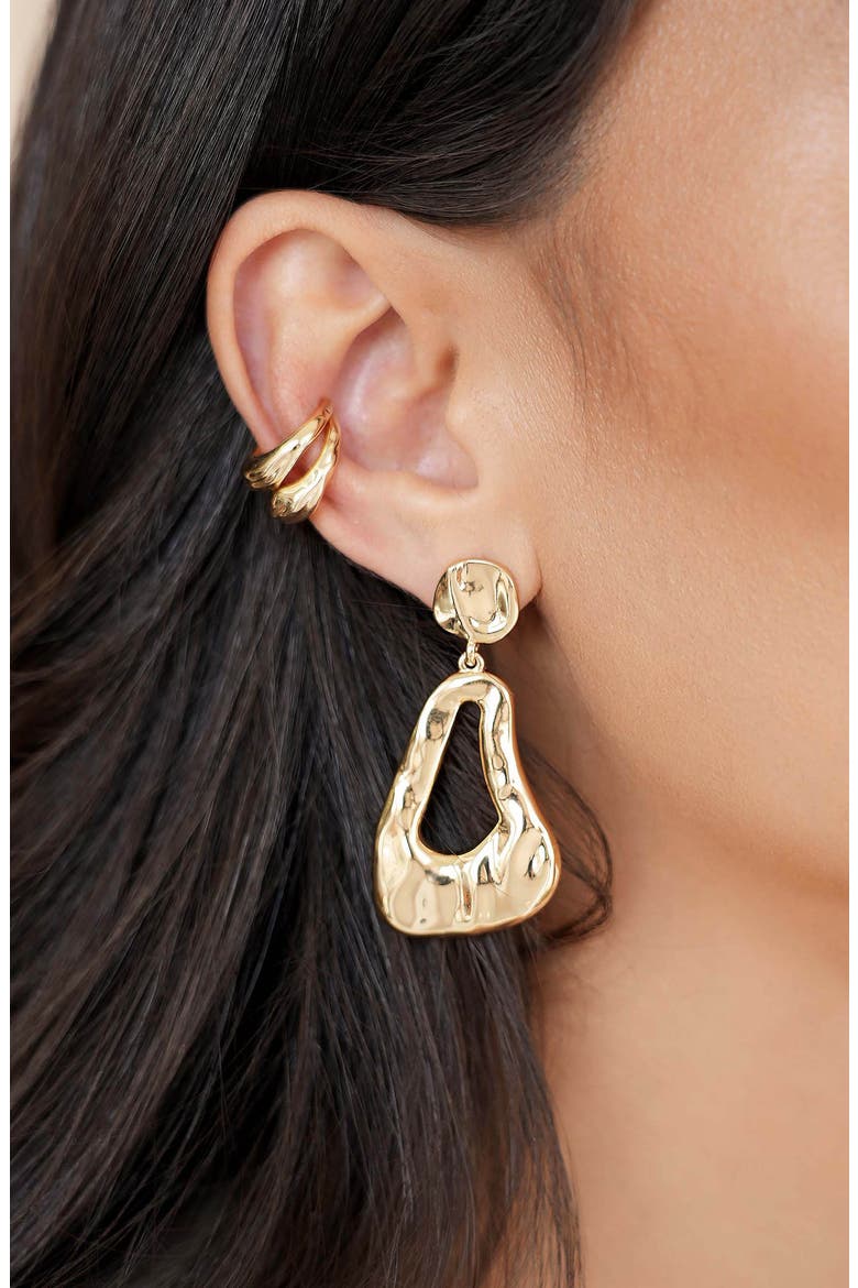 Molten Drop Earrings, Alternate, color, GOLD