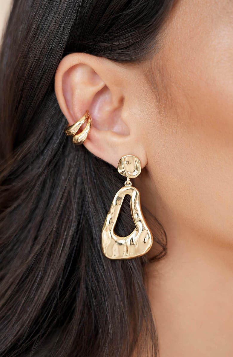 Ettika Molten Drop Earrings, Alternate, color, Gold