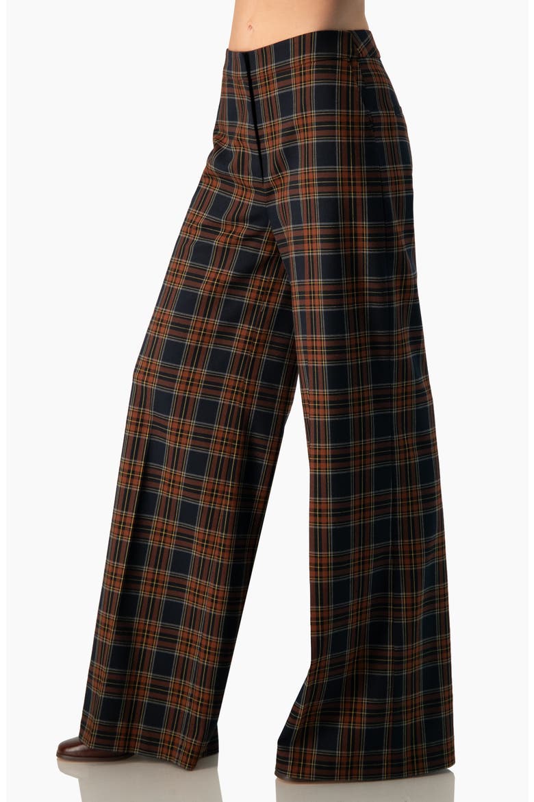 Plaid Wide-Leg Pants, Alternate, color, Navy Blue