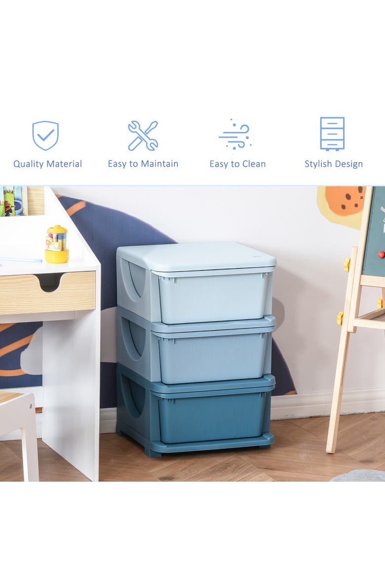 4-Tier Kids Storage Unit with Drawers​, Alternate, color, Blue