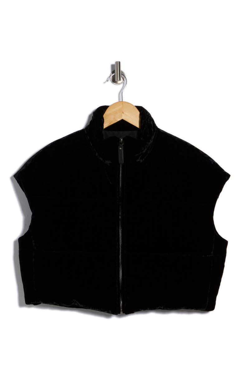 Crop Velvet Blouson Jacket, Alternate, color, BLACK
