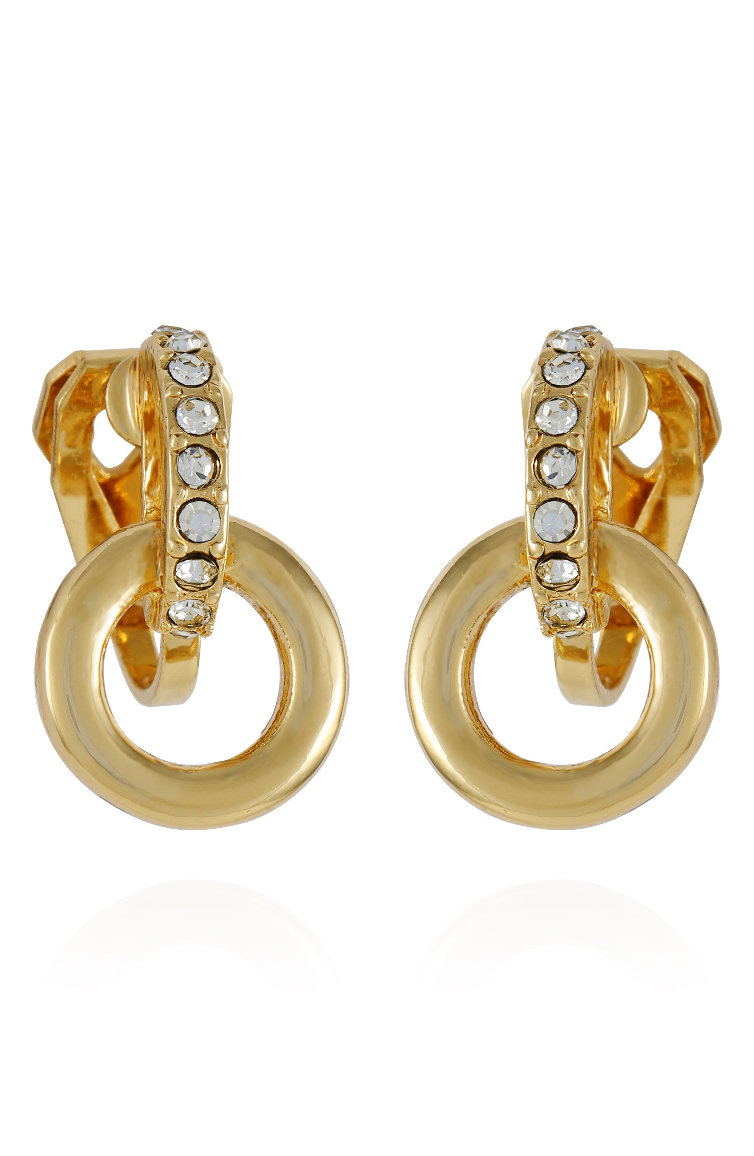 T Tahari Crystal Loop Clip-On Drop Earrings