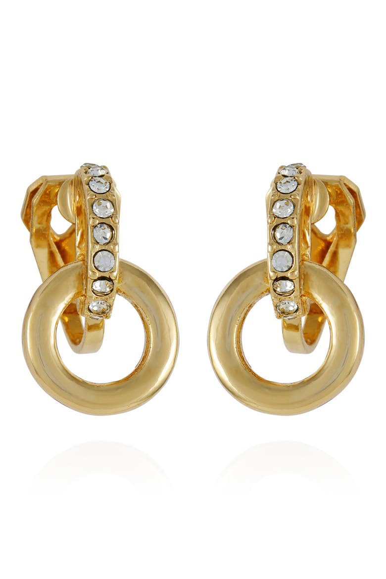 Crystal Loop Clip-On Drop Earrings, Main, color, SILVER TONE