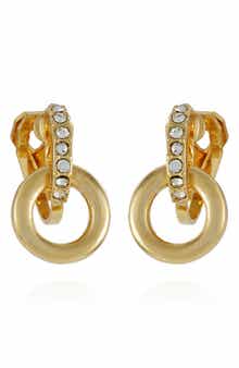 T Tahari Crystal Loop Clip-On Drop Earrings