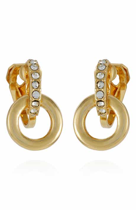 T Tahari Crystal Loop Clip-On Drop Earrings
