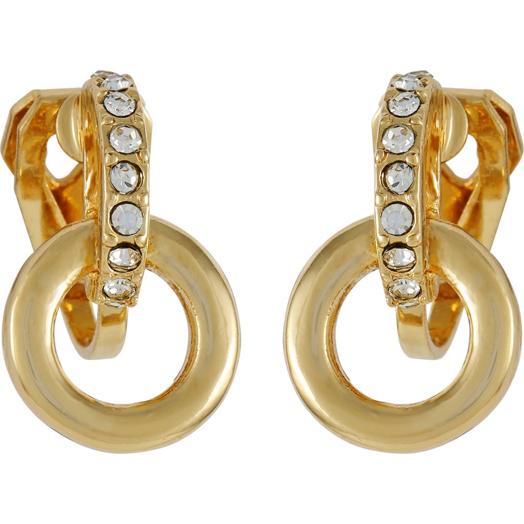 T Tahari Crystal Loop Clip-On Drop Earrings in Silver Tone at Nordstrom Rack