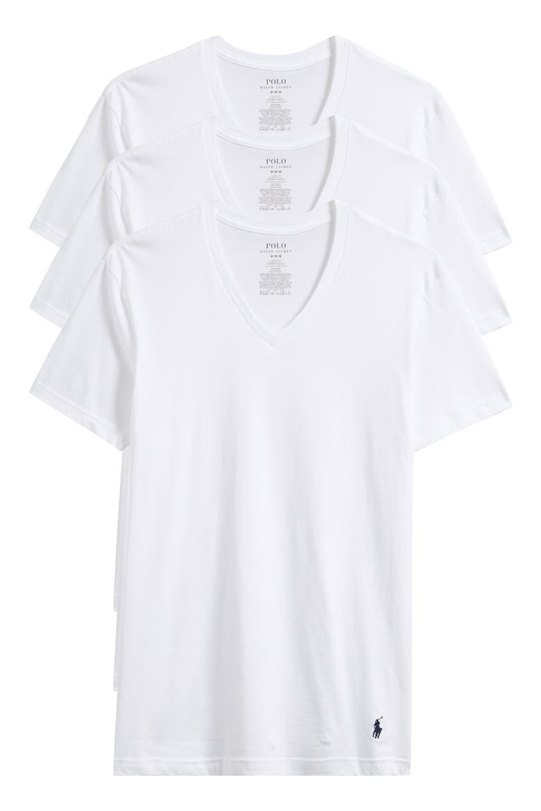 3-Pack Cotton V-Neck T-Shirts, Alternate, color, WHITE