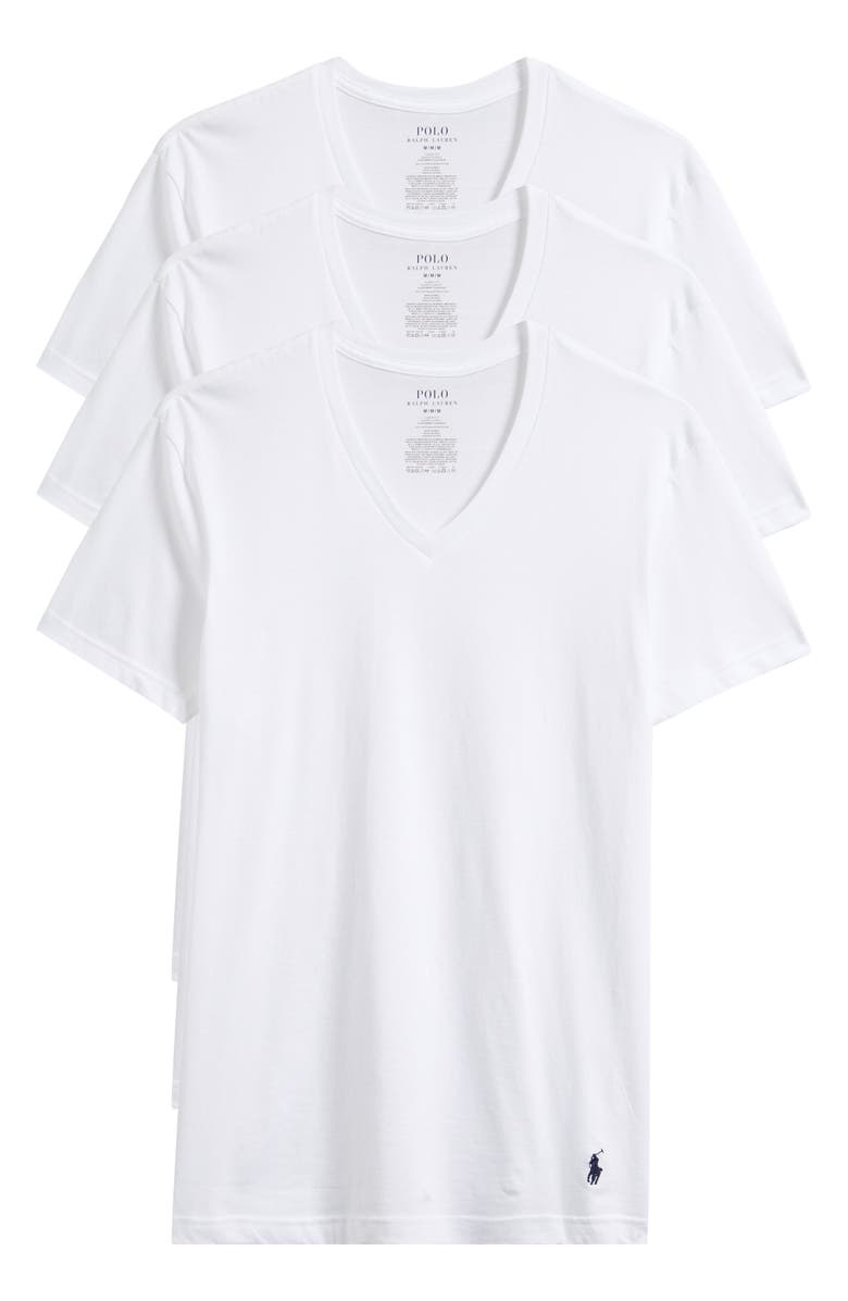 Polo Ralph Lauren 3-Pack Cotton V-Neck T-Shirts, Alternate, color, White
