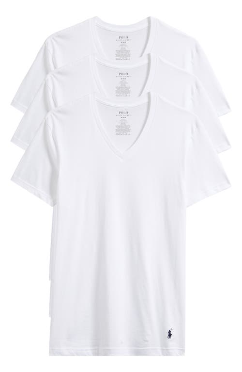 Polo Ralph Lauren 3-pack Cotton V-neck T-shirts In White