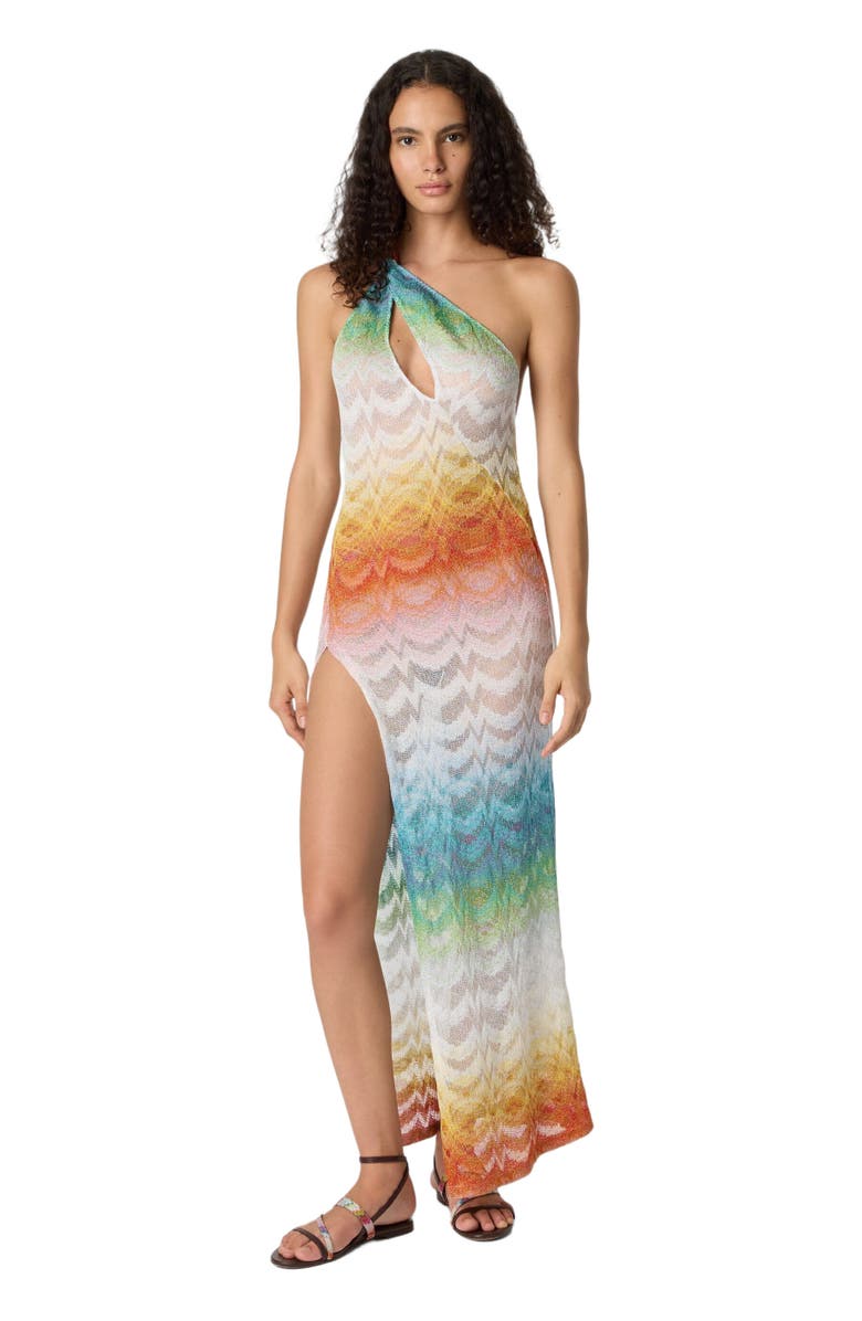 Missoni Asymmetric Cover-up Dress In Shaded Lamé Viscose, Main, color, Multicoloured