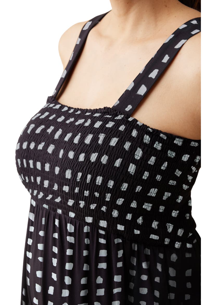 Smocked Bodice Wide Leg Maternity Jumpsuit, Alternate, color, ABSTRACT CHECK