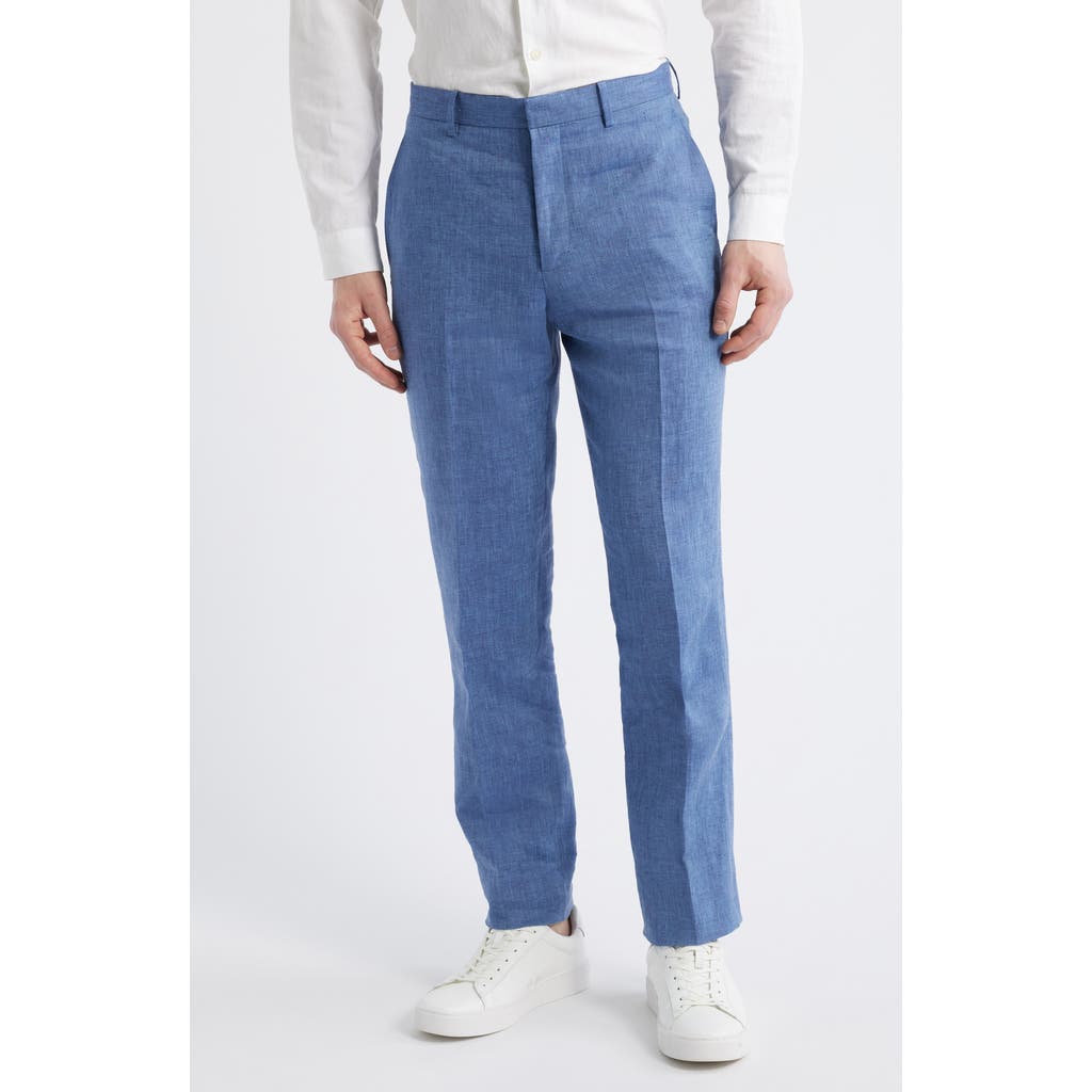 Theory Mayer Slim Fit Linen Dress Pants In Indigo