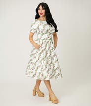 Unique Vintage Smocked Back Swing Dress
