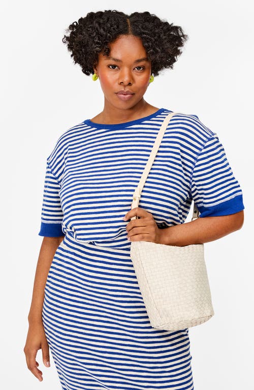 Clare V . Petite Jeanne Woven Shoulder Bag In Cream Woven Checker