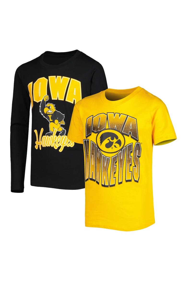 Youth Black/Gold Iowa Hawkeyes Game Day T-Shirt Combo Pack, Main, color, Black