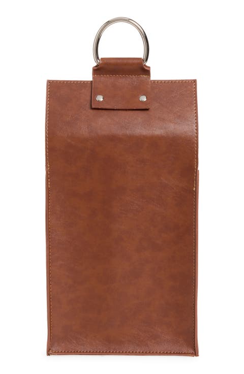 Faux Leather Wine Bottle Gift Bag