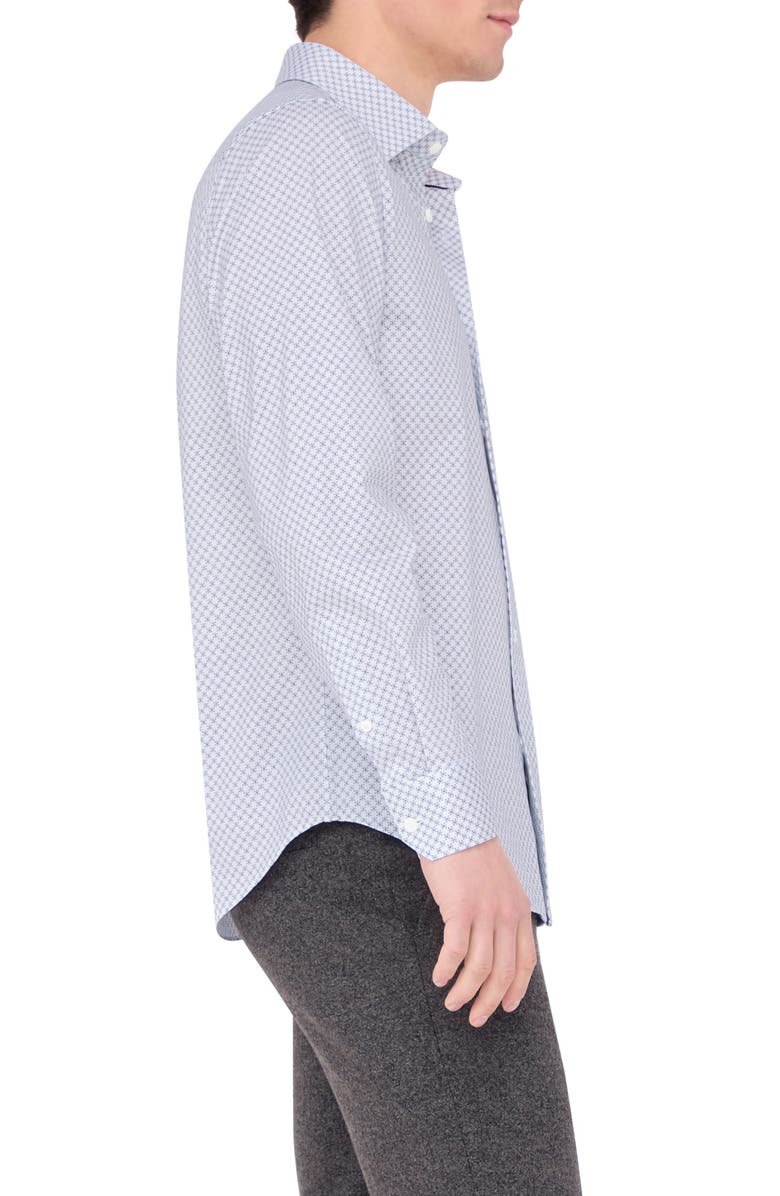 Bugatchi James OoohCotton<sup>®</sup> Geo Print Button-Up Shirt, Alternate, color, White