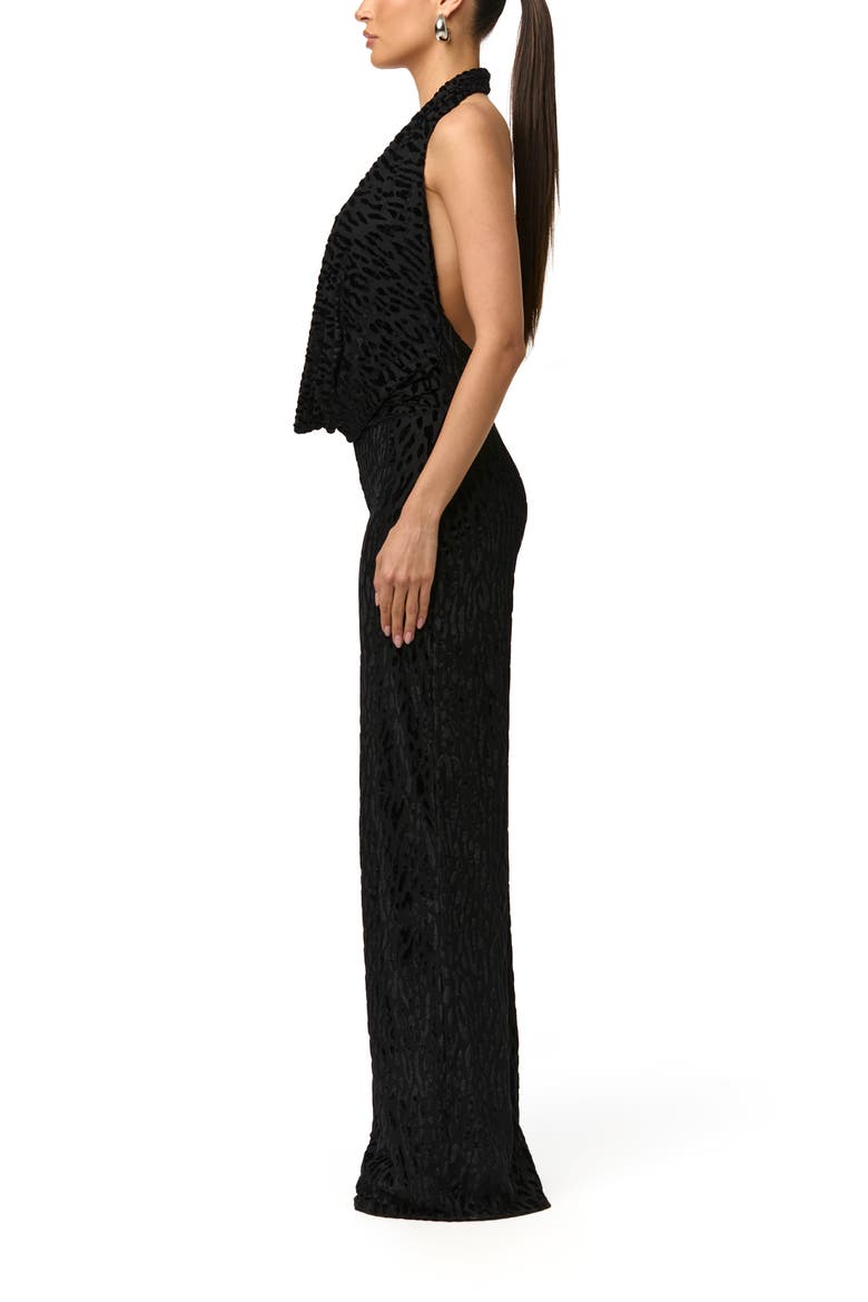Burnout Halter Jumpsuit, Alternate, color, BLACK