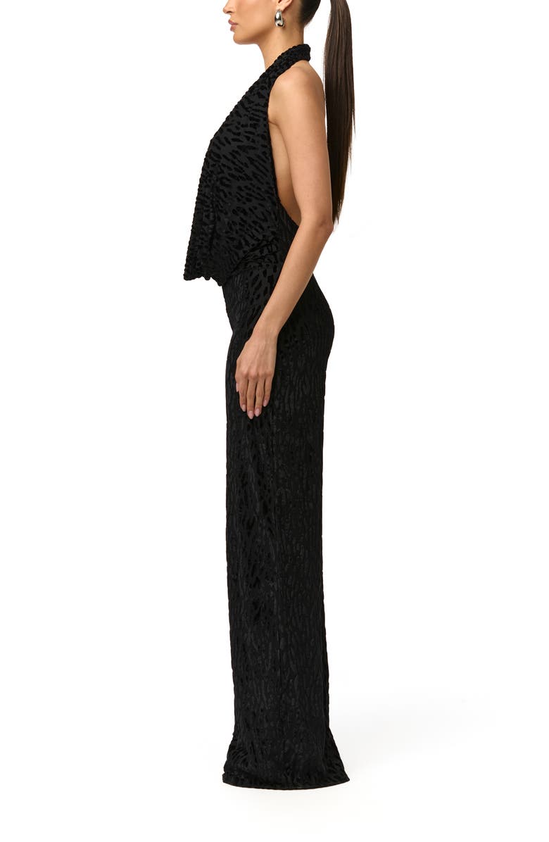 Naked Wardrobe Burnout Halter Jumpsuit, Alternate, color, Black