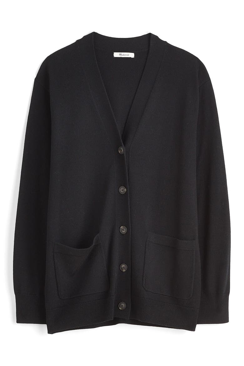 Merino Wool Boyfriend Cardigan, Alternate, color, TRUE BLACK