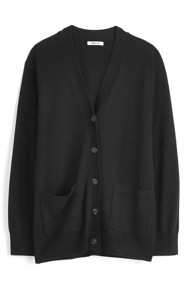 Madewell Merino Wool Boyfriend Cardigan, Alternate, color, True Black