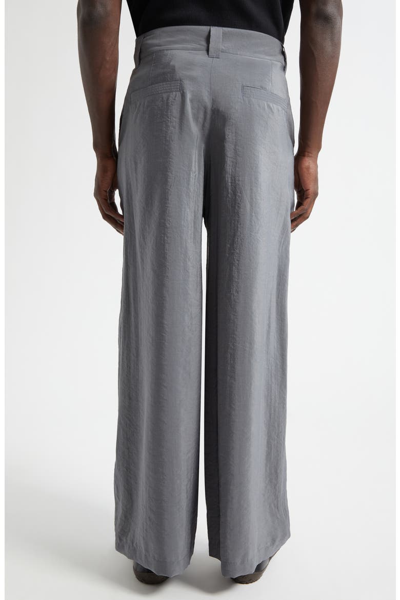 High Waist Silk Blend Wide Leg Pants, Alternate, color, ALUMINIUM