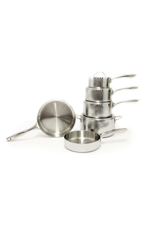 Hammered 13-Piece Stainless Steel Cookware Set