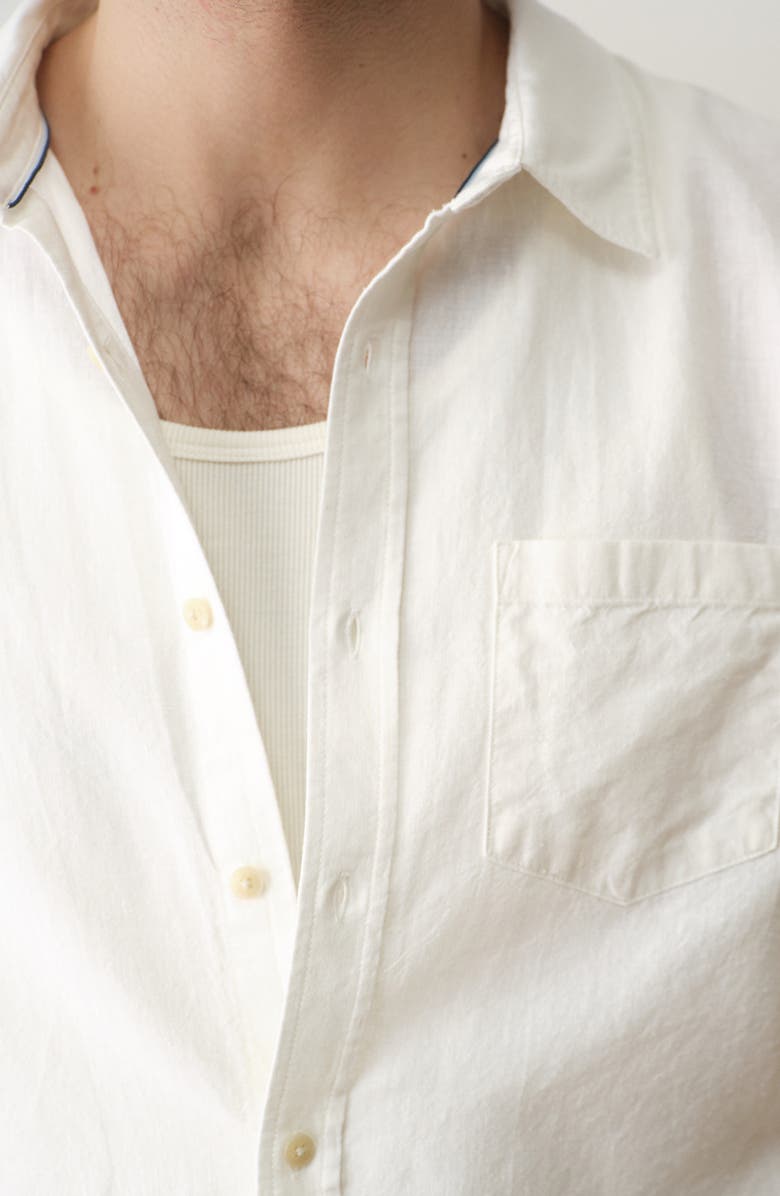 Marine Layer Better-than-Linen Hemp Blend Button-Down Shirt, Alternate, color, White