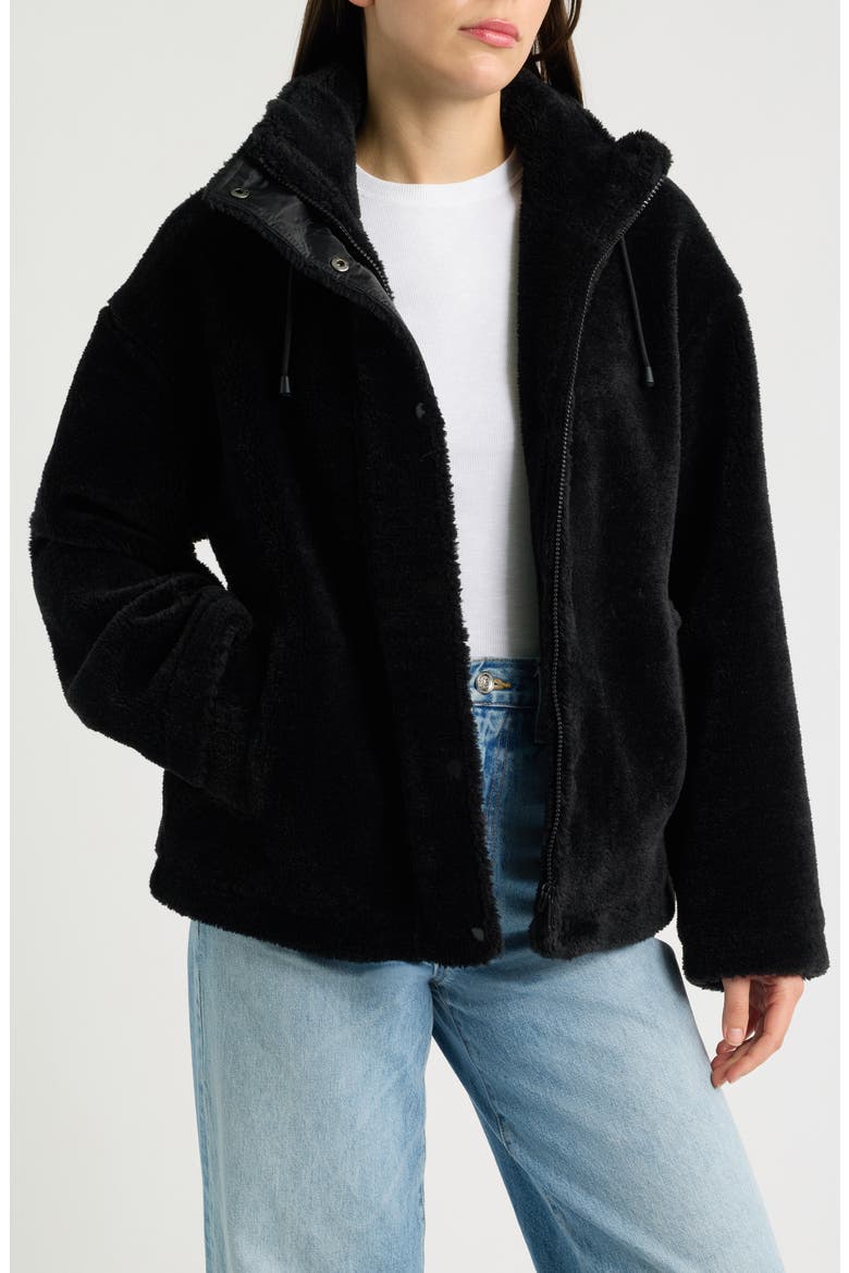 Faux Fur Shearling Jacket, Alternate, color, BLACK