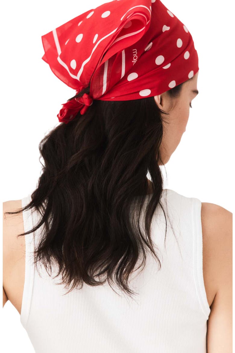 Polka dot cotton bandana, Alternate, color, Red dots print