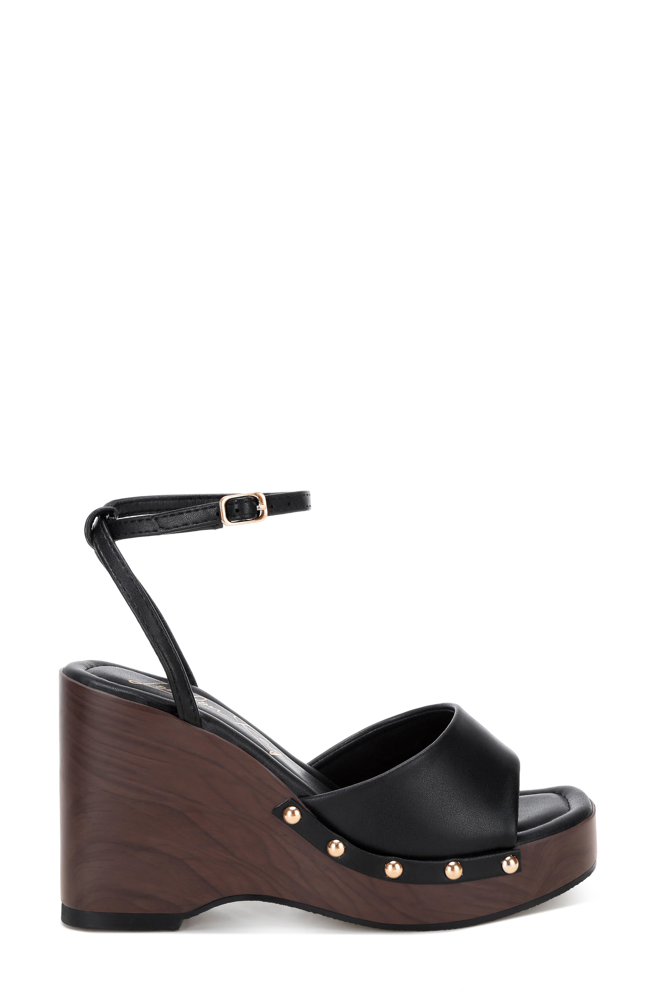 LONDON RAG Colada Ankle Strap Studded Wedge Sandal, Alternate, color, 